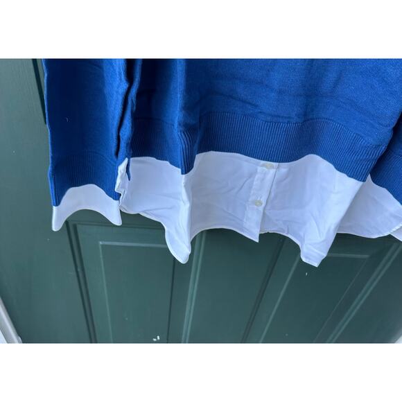 Isaac Mizrahi QVC XL Petite Mock Neck Fine Gauge Sweater Layered Look Twilight - Picture 3 of 8